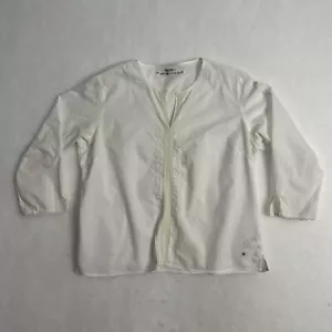 Tommy Hilfiger Women’s White 3/4 Sleeve Linen Blouse Sz 12 - Picture 1 of 12