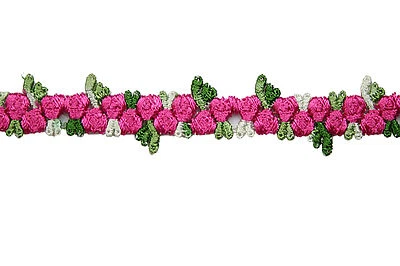 5/8" Multi-color Red Pink Blue Black Embroidered Floral Trim by Yardage - Изображение 1 из 4