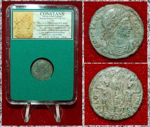 Ancient Roman Empire Coin Of CONSTANS Two Soldiers and One Standard - Picture 1 of 4