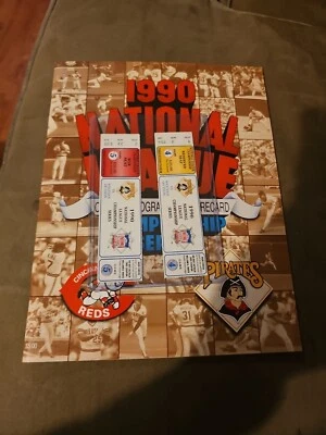 1990 NL Championship Tickets (2) + Program Cincinnati Reds vs Pittsburgh Pirates - Image 1 of 4