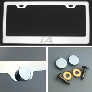 1x iA Laser Engraved Polish Stainless Steel License Plate Frame Chrome Screw Cap - Imagen 1 de 12