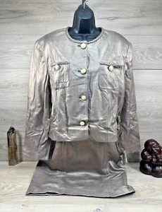 Lord & Taylor Damen 2 Stück Nappaleder Anzug Jacke Rock Set Größe 16 Neu aus altem Lagerbestand - Bild 1 von 14