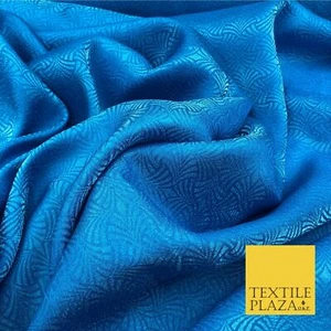 Premium Turquesa Elegante Olas Brillante Jacquard Tela Vestido Material 45" NC656 - Imagen 1 de 2