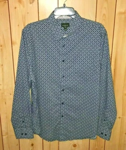 Structure Men's Large Blue Modern Fit Shirt L/S Geometric Print Button Down - Picture 1 of 6