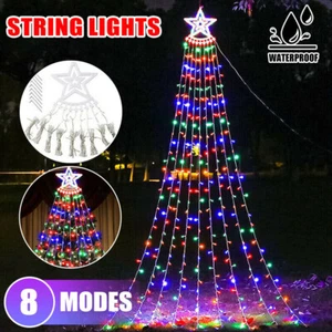 350LED Solar Star Waterfall Light String Light Christmas Tree Decor Party Garden - Picture 1 of 18
