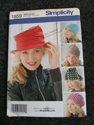 SOMBREROS DE LANA MISS en 3 tallas SIMPLICITY 1959 patrón de costura sin cortar Foto 1 de 2