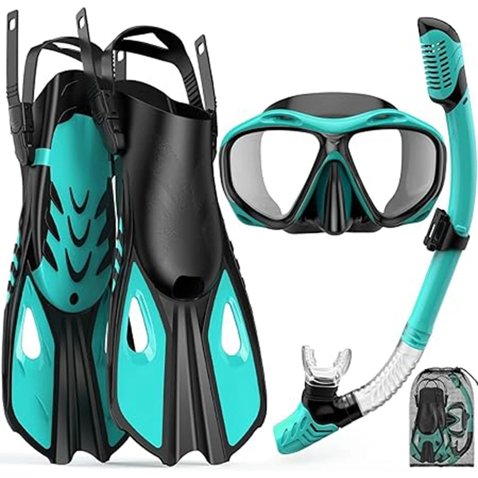 Snorkel Set for Adults, 180° Panoramic Mask, Adjustable Fins, Dry Top Snorkel - image 1 of 4
