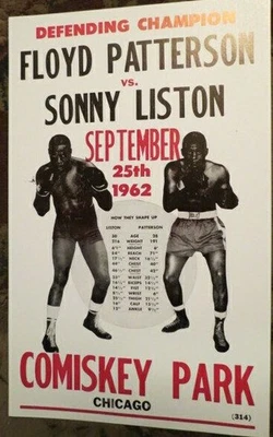 Cartel de boxeo 1962 60S Floyd Patterson vs. Sonny Liston Comiskey Park Chicago U Foto 1 de 2