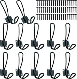 Rustic Entryway Hooks-12 Pack Farmhouse Hooks with Metal Screws Included, Black  - Picture 1 of 12