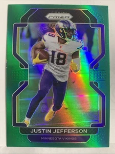 Inserto rifrattore Panini Prizm rosso verde 2021 Vikings Justin Jefferson - Foto 1 di 2