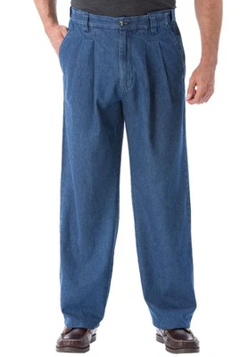 KingSize Men's Big & Tall Relaxed Fit Comfort Waist Pleat-Front Expandable Jeans - Image 1 of 4