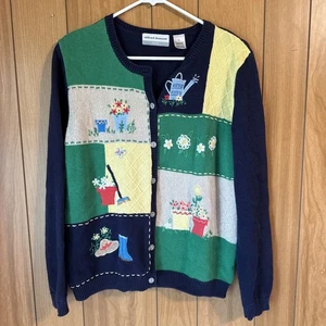 Suéter Cárdigan Mujer Alfred Dunner Talla Pequeña Grande Bordado Jardín Floral - Imagen 1 de 12