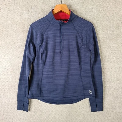 Pullover deportivo Fila para mujer grande azul a rayas 1/4 cremallera cuello falso elástico atlético Foto 1 de 4