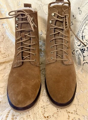 Botas femininas Clarks de camurça com cadarço shearling bronzeado tamanho 10 EUA/41,5 UE forradas de inverno - Imagem 1 de 4