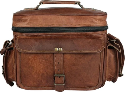 Compact Leather Camera Bag - Vintage Satchel for Canon, Nikon, Fuji DSLRs - Image 1 of 4