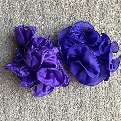 2 винтажные фиолетовые заколки для волос 80-х с оборками - Изображение 1 из 4