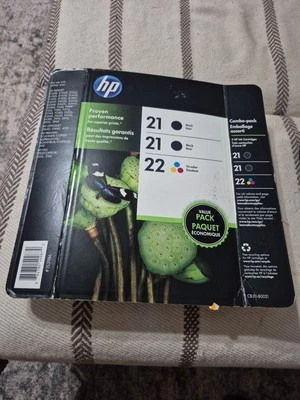 NUEVO SELLADO GENUINO PAQUETE DE 3 HP 21 22 NEGRO Y TRICOLOR COMBO caducado 2019 Foto 1 de 4