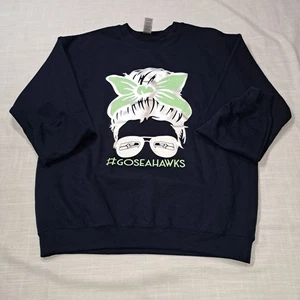NFL Seattle Seahawks Football Glidan Sweatshirt L Womens Blue Gohawks 12 Man  - Picture 1 of 5