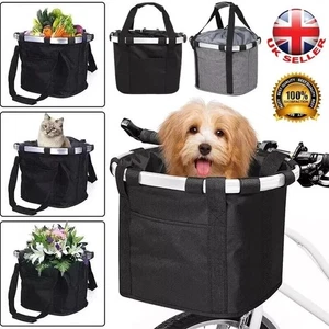 Bicycle Front Basket Bike Handlebar Pet Dog Cat Carrier Bag Collapsible Folding - Picture 1 of 7