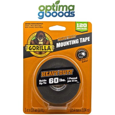 Gorilla Heavy Duty Double Sided Mounting Tape XL, 1" x 120", Black (Pack of 1). - Image 1 of 4