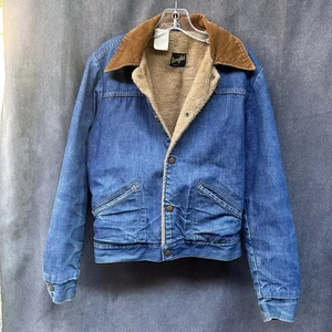 VTG Wrangler Jean Jacket Sherpa Corduroy Collar Western Boys Large Women’s Small - Picture 1 of 7