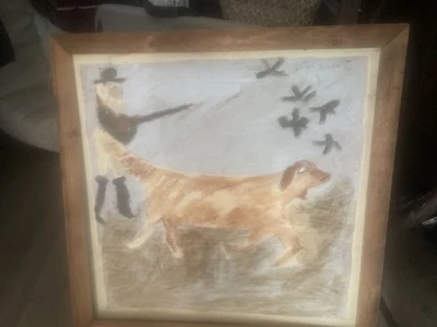Jimmy Lee Sudduth Folk Art Painting Hunter and dog - Image 1 of 4