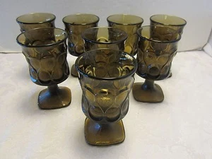 MCM Set 8 patas de vidrio Noritake 4 oz. copas Spotlight marrón años 70 Japón retro - Imagen 1 de 5