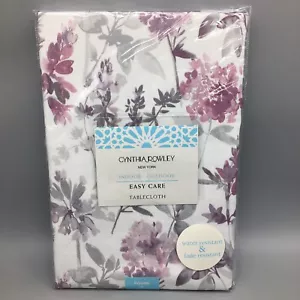 Cynthia Rowley Hydrangea Tablecloth Floral Watercolor Lavender Gray Easter 70 R - Picture 1 of 5