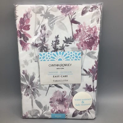 Cynthia Rowley Hydrangea Tablecloth Floral Watercolor Lavender Gray Easter 70 R - Image 1 of 4