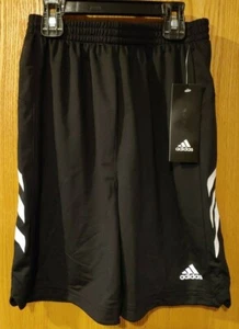 NWT Boys Adidas Striped Logo Shorts Size 6 Black -1115 - Picture 1 of 3