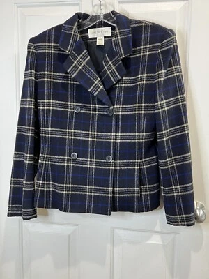 Blazer Jones New York 100% Lana Azul Negro Y Crema Talla 10 Foto 1 de 4