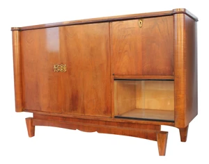 1960s French Modern Lighter Toned Burl Walnut Buffet/ Credenza/ Dry Bar - Picture 1 of 14
