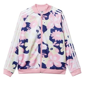 Adidas Originals Children Flower Superstar Tt Track Top Sports Jacket Pink Lime - Picture 1 of 3