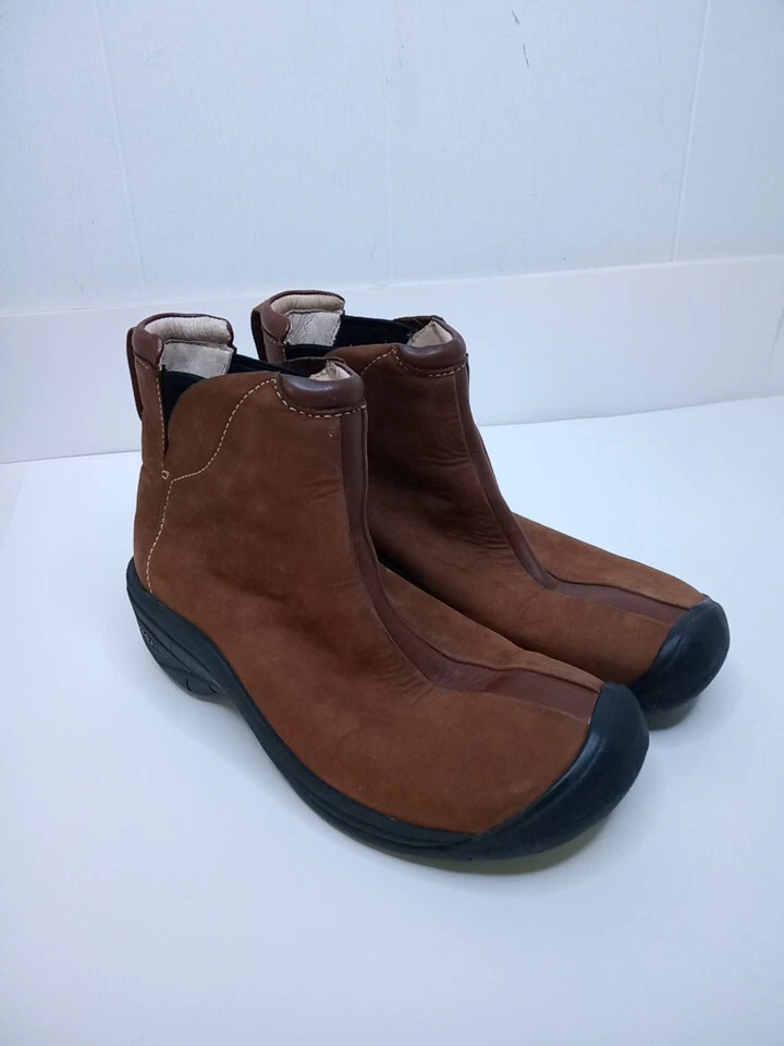 Bota feminina Keen Chelsea couro marrom listrado tornozelo botinha EUA 7 UE 37.5 - Imagem 1 de 1