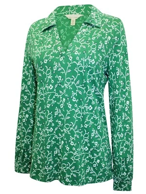 Ex-Seasalt Shirt Top GREEN Twirling Vines Island Misty Sky Sizes 10 to 26/28 - Image 1 of 4