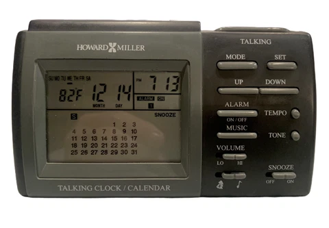 Howard Miller Talking Clock Calendar Alarm Clock Model #645-297 Works! Cover