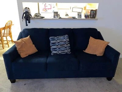 ashley furniture sofa set , navy blue couches. Comes with 2 blue pillows. - Image 1 of 4