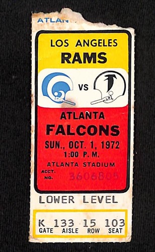 OCTOBER 1, 1972 LOS ANGELES RAMS @ ATLANTA FALCONS TICKET STUB | eBay