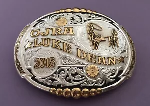 Vintage NOS Huge Premium Gist USA 2015 OJRA Rodeo Cowboy Trophy Belt Buckle - Picture 1 of 9