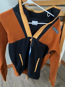 Columbia Youth Back Bowl Full Zip Fleece Large COPPER/BLACK/MANGO L 14 16 NWT - Picture 1 of 5