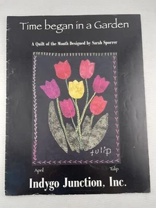 Indygo Junction Time Began in a Garden Quilt Block Pattern Tulip (April) - Picture 1 of 4