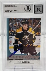 Autógrafo firmado por Jake DeBrusk 2017-18 Young Guns Upper Deck RC BAS grado 10 - Imagen 1 de 2