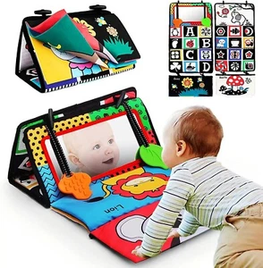 Black & White Sensory Baby Toy with Mirror - High Contrast Developmental Play - Picture 1 of 18
