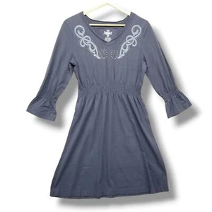Ariat Jersey Strick Western Kleid Damen Medium Dusty Blue bestickt Nieten - Bild 1 von 13