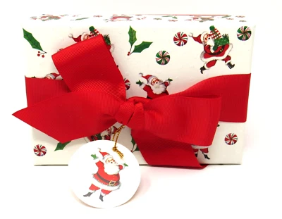 Punch Studio Christmas Keepsake Rectangular Gift Box Joyous Santa 25801 - Image 1 of 4