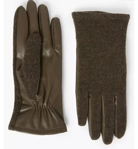 MARKS SPENCER M&S DAMENHANDSCHUHE SCHOKOLADENBRAUN WOLL/KUNSTLEDER £19,50 S M L - Bild 1 von 1