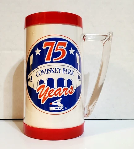 Vintage 75th Anniversary Comiskey Park White Sox Busch Beer Insulated Mug 7/1/85 Cover