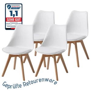 Stuhl weiß Esszimmerstühle Nordic Style 4er Set Polster Holz AARHUS Retourenware - Bild 1 von 9