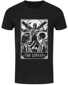 The Lovers Tarot Card, Heather Black T-Shirt, Gothic Romance Skull, Deadly Tarot - Picture 1 of 5