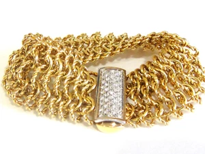 DAVID YURMAN 18K GOLD  WIDE CIRCLE LINK DIAMOND CLASP BRACELET - Picture 1 of 4